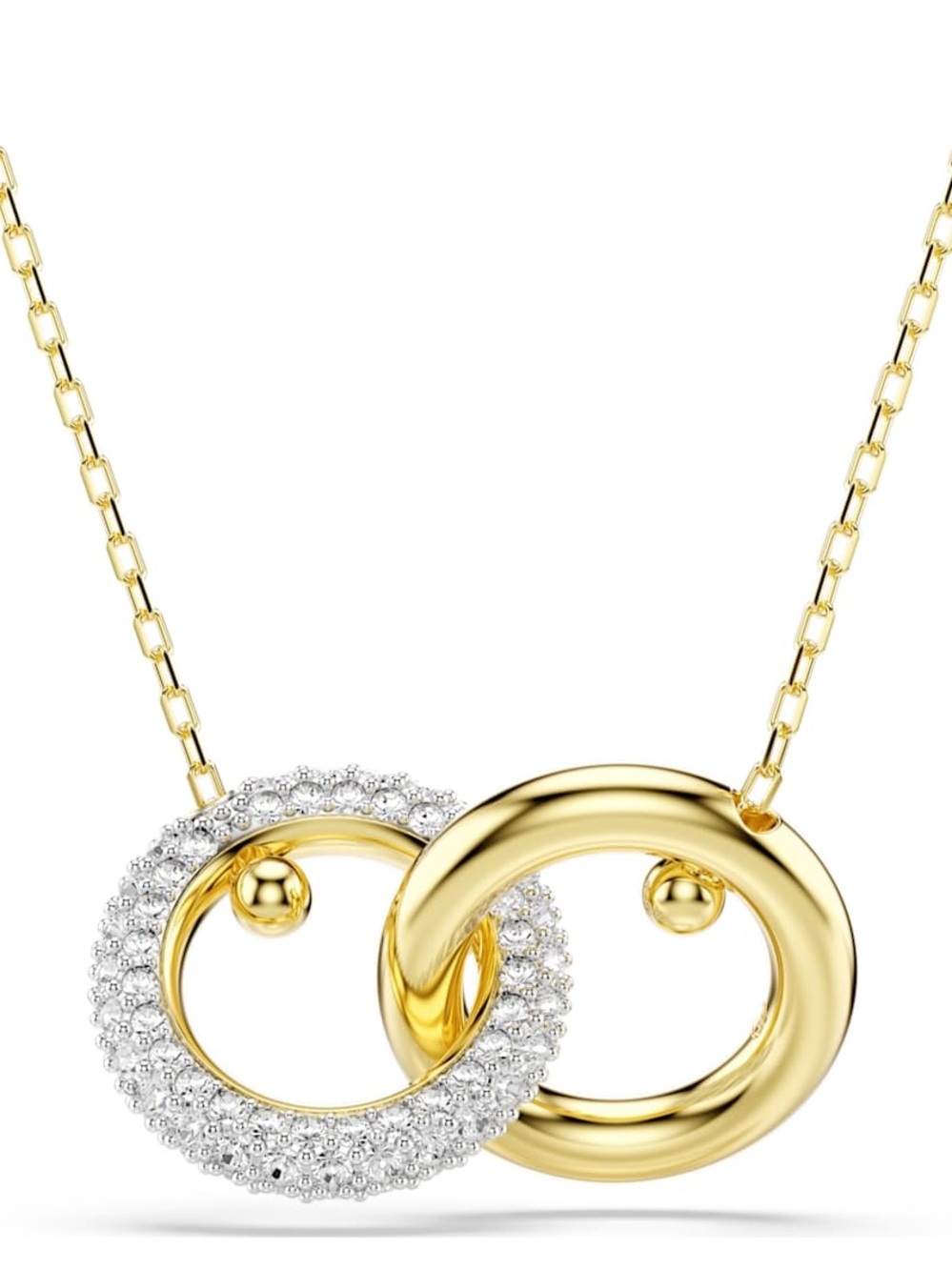 Swarovski Gold and Clear Crystal Interlocking Circle Necklace